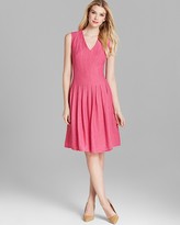 Thumbnail for your product : Anne Klein Dress - Sleeveless V Neck Textured Twill Swing