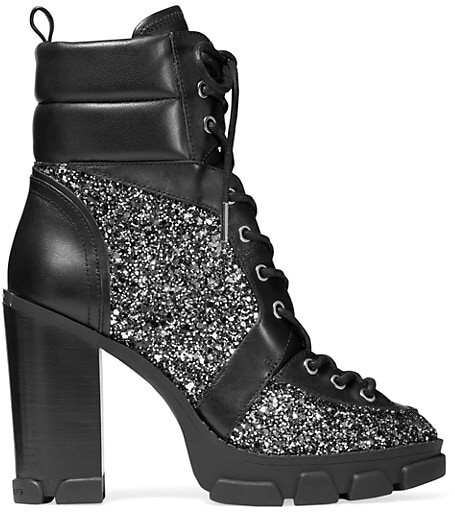 silver glitter combat boots