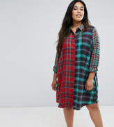 Thumbnail for your product : ASOS Curve CURVE Mixed Check Shirt Dress
