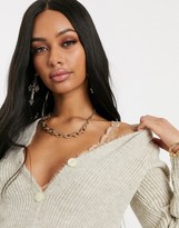 Thumbnail for your product : NA-KD textured V-neck cardigan in beige