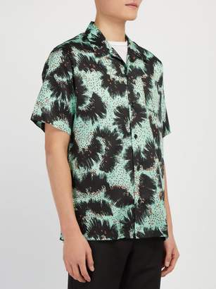 Givenchy Urchin Print Short Sleeved Cotton Shirt - Mens - Black Green