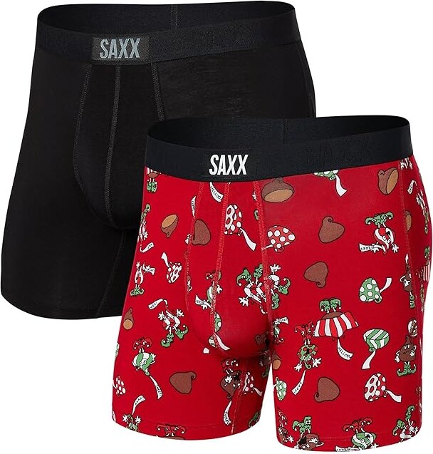 SAXX UNDERWEAR Vibe Boxer Brief 2-Pack (Kiss Off/Black) Men's Underwear ...