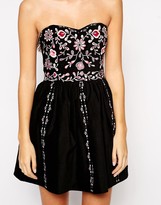 Thumbnail for your product : ASOS PETITE Premium Embroidered Bandeau Dress