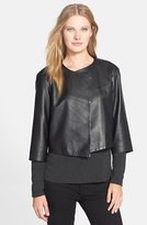 Thumbnail for your product : Eileen Fisher The Fisher Project Drapey Crop Lambskin Leather Jacket