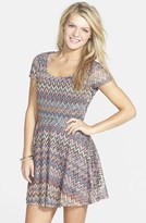 Thumbnail for your product : Mimichica Mimi Chica Print Lace Skater Dress (Juniors)
