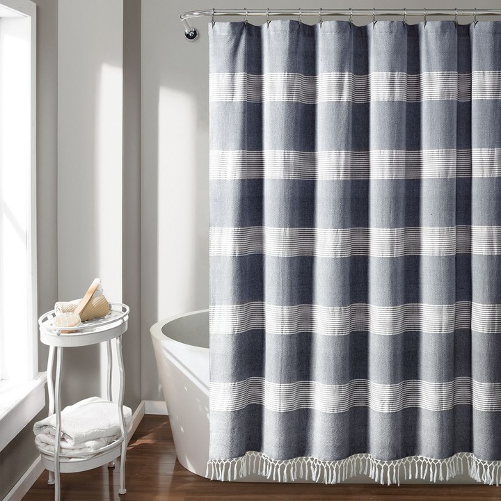 Tassel Shower Curtain Black, 108 X 72 Shower Curtain