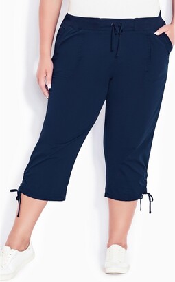 Avenue  Women's Plus Size Cotton Cinch Capri - navy - 32 - ShopStyle  Cropped Pants