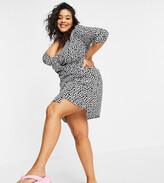 Thumbnail for your product : Wednesday's Girl Curve mini wrap dress in ditsy floral print