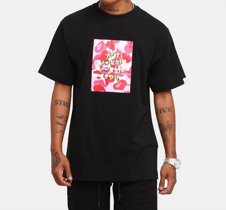 BAPE Anti Social Social Club Abc Camo Box Tee In Black Pink