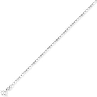 Jewelco London White Metal - Diamond-Cut Oval Belcher Pendant Chain Necklace - 1.4mm gauge