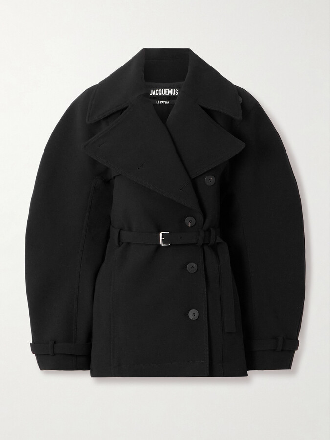 Jacquemus Belted Woven Coat - Black