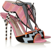 Thumbnail for your product : Sophia Webster Leilou Stripe leather, suede and canvas sandals