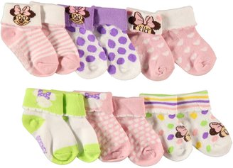 Disney Minnie Mouse Baby Girls' "Dotty Plus" 6-Pack Foldover Socks