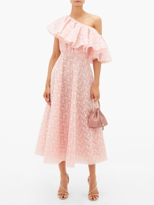Giambattista Valli Sunflower-lace Ruffled One-shoulder Dress - Light Pink