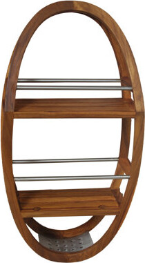 Aqua Teak Teak and Stainless Steel Shower Caddy