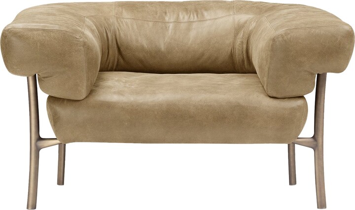 Ghidini 1961 Katana Beige Leather Armchair By Paolo Rizzatto