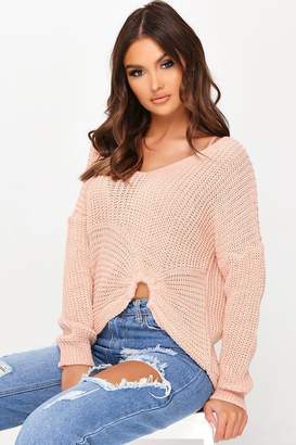 I SAW IT FIRST Rose Knitted Gathered Detail Jumper