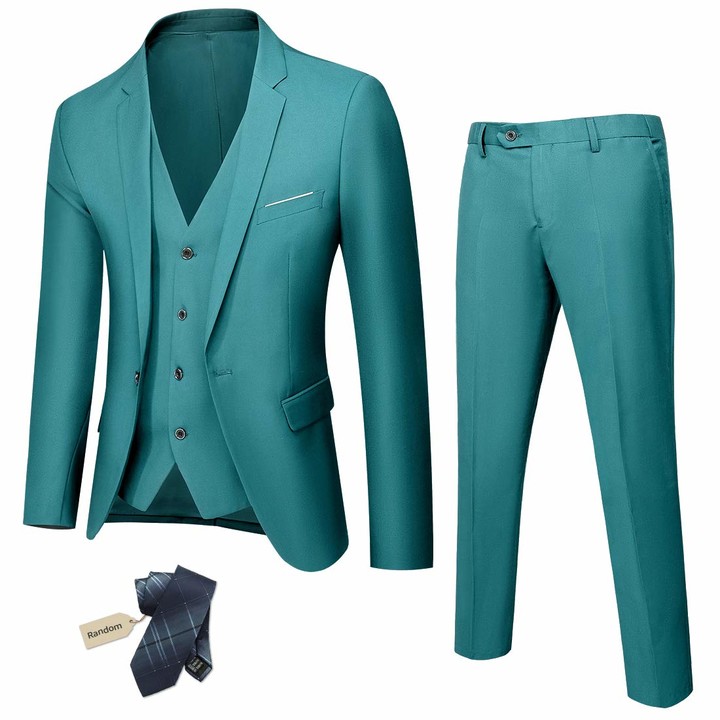 YND Men's Solid Party Slim Fit 3 Piece One Button Jacket Vest Pants Set ...
