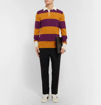 Gucci Embroidered Striped Wool Rugby Shirt