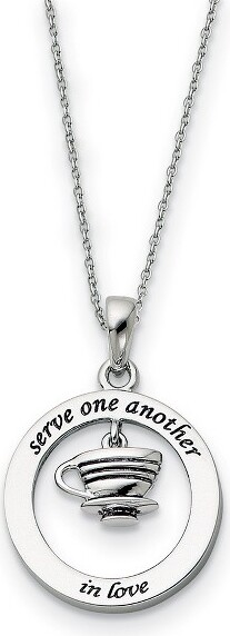 Black Bow Jewelry Co. BlackBowJewelryRhodiumPlatedSterlingSilverServeOneAnotherinLoveNecklace