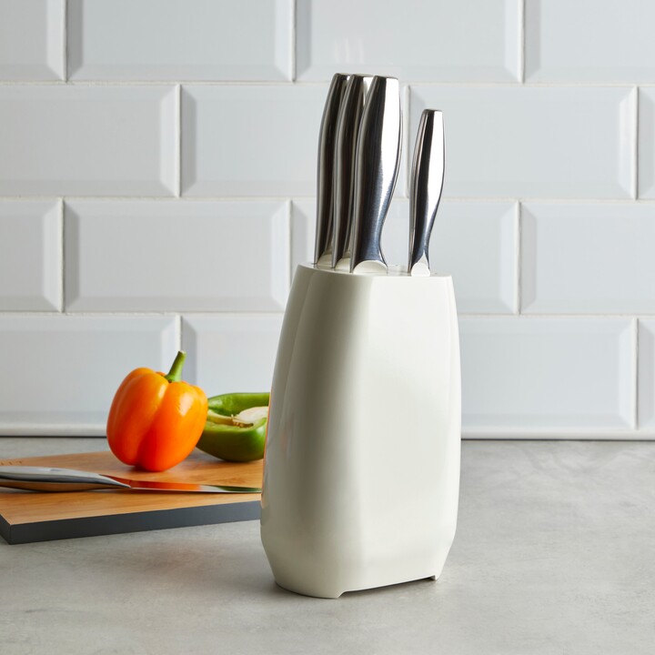 Dunelm Cream Retro Knife Block Set Cream ShopStyle Kitchen Knives
