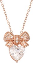 Thumbnail for your product : Unbranded Lab-Created White Sapphire 18k Rose Gold Over Silver Bow & Heart Pendant Necklace