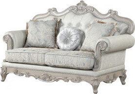 House of Hampton Tuscan Traditional Style Loveseat Made With Wood In Silver