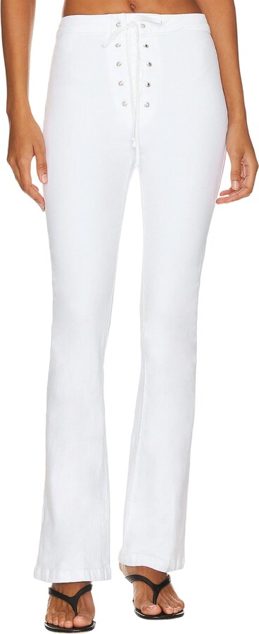 Mother The Lace Up High Waisted Weekender- Totally Innocent In White
