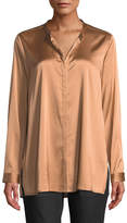 Thumbnail for your product : Eileen Fisher Silk Charmeuse Mandarin-Collar Shirt