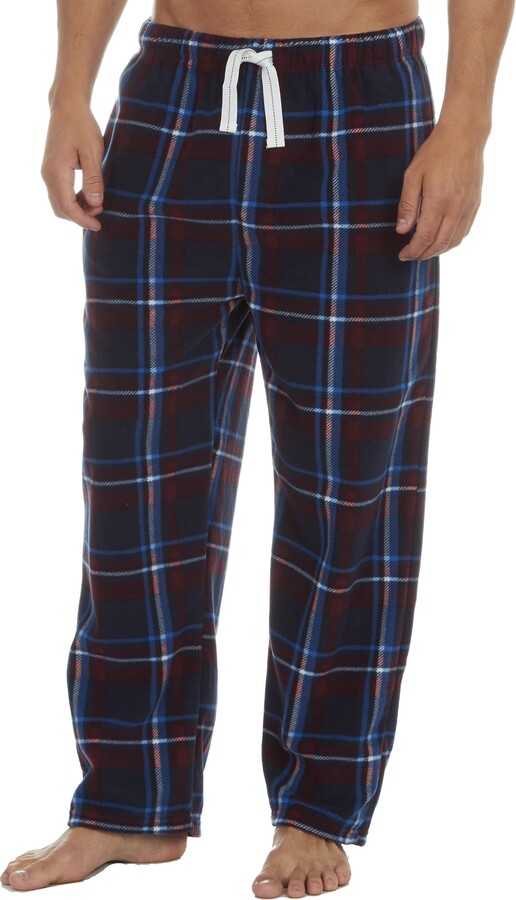 Cargo Bay Mens Checked Fleece Lounge Pants Pyjama Trousers Navy Blue Large  - ShopStyle Sleepwear