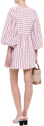 SUNDRESS Monroe Pom Pom-trimmed Striped Cotton-blend Gauze Coverup