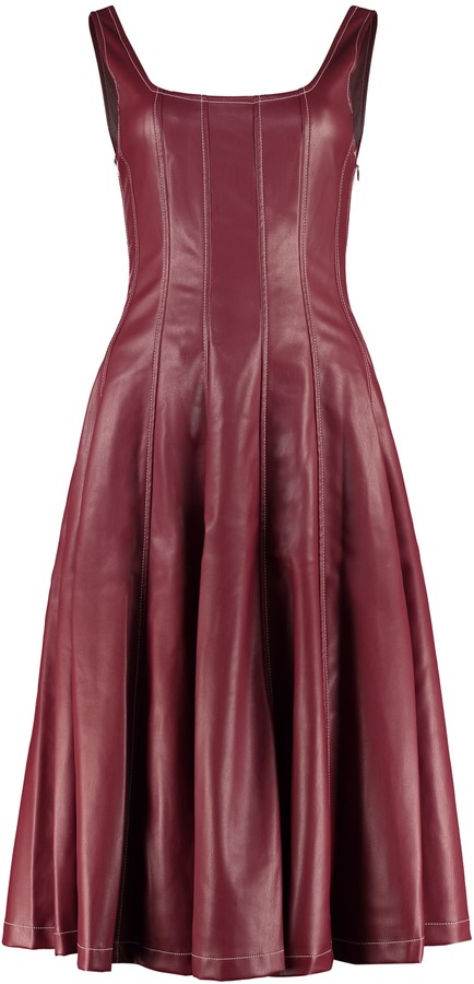 burgundy leather dress