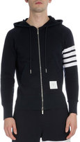 Thumbnail for your product : Thom Browne Zip-Up Hoodie with Striped-Sleeve, Navy
