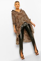Thumbnail for your product : boohoo Leopard Print Oversized Maxi Shirt