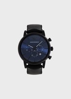 Thumbnail for your product : Emporio Armani Chronograph Black Leather Watch