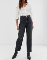 Thumbnail for your product : Selected high waist straight leg gray jeans