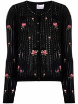 Thumbnail for your product : RED Valentino Floral-Embroidered Pointelle-Knit Cardigan
