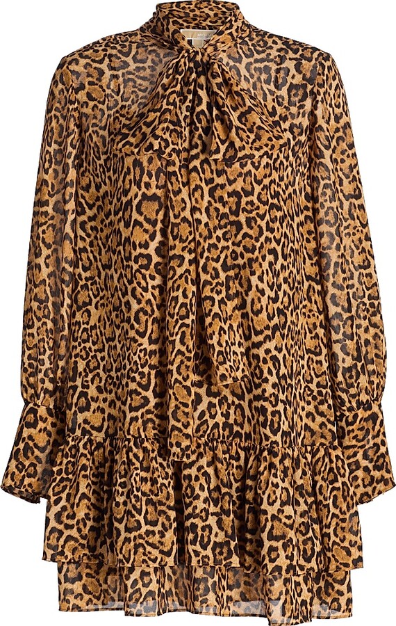 Women's Cheetah Tieneck Minidress - Marigold - Size XS