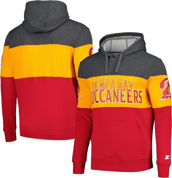 Men's Starter Red Orange Distressed Tampa Bay Buccaneers Extreme Pullover Hoodie - Red Orange