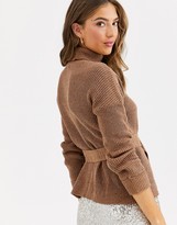 Thumbnail for your product : Fashion Union high neck fitted sweater with waist belt