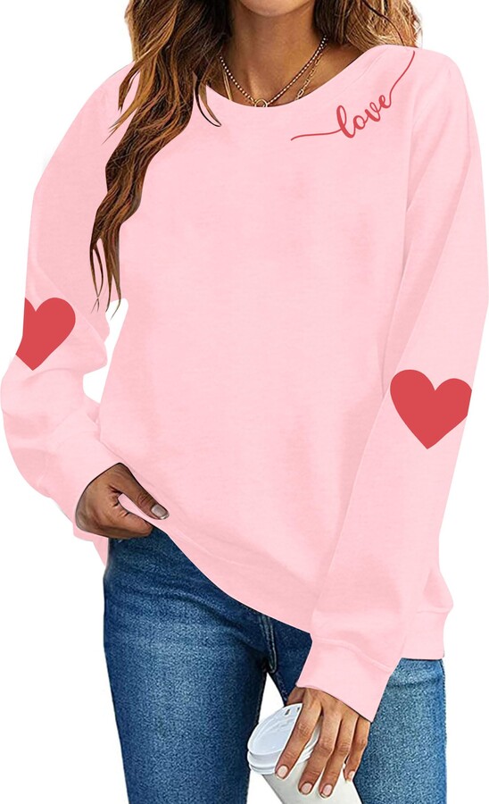 FLOYU Valentine Sweatshirt for Women Be Mine Valentine Pullover Lover Heart Graphic Tops Valentine's Day Romantic Sweater