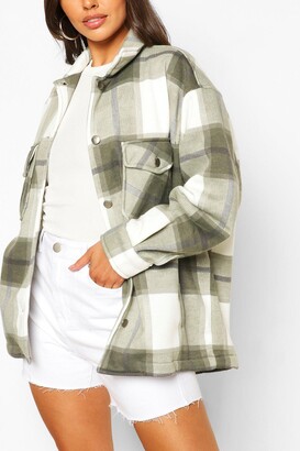 boohoo Petite Flannel Shirt Jacket - ShopStyle