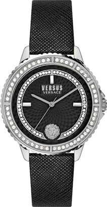 Versus Versace Versus Women's Montorgueil Black Leather Strap Watch 38mm