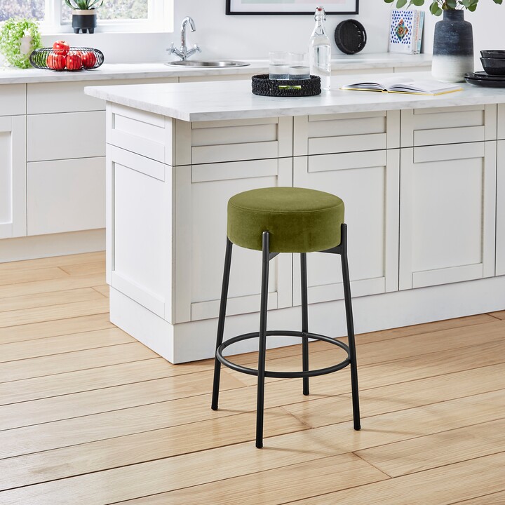 Dunelm Alexis Velvet Bar Stool Olive ShopStyle