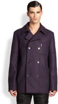 Thumbnail for your product : HUGO Double-Breasted Stretch Wool Peacoat