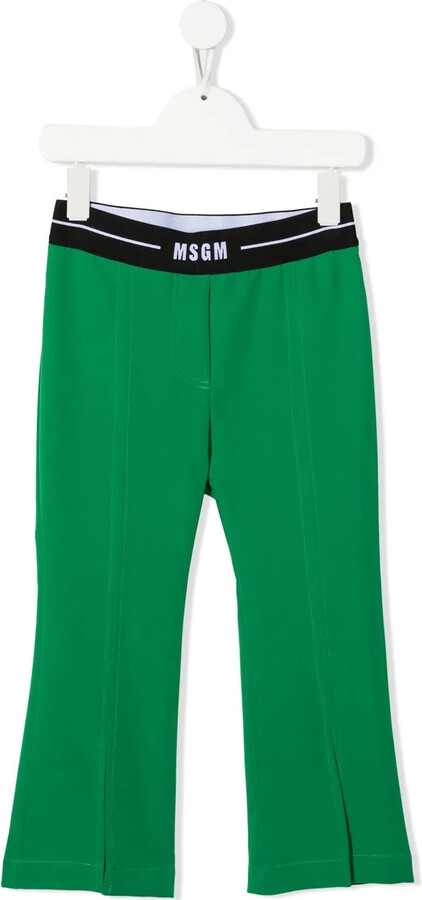 Msgm Kids Logo-Waistband Flared Trousers