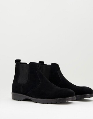 black suede pull up boots