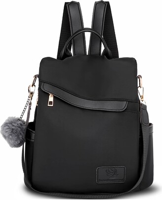 DORRISO Women Backpack Anti-theft Ladies Rucksack Waterproof PU Leather +  Nylon Shoulder Bags Handbag Daypack Lightweight Casual Travel Backpack  Black A - ShopStyle