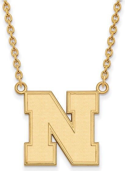Black Bow Jewelry Co. BlackBowJewelry14kYellowGoldPlatedSterlingSilverNebraskaCornhuskersNCAALargeLogoNecklace18Inch