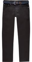 Thumbnail for your product : River Island Mens Navy slim fit belted chino trousers